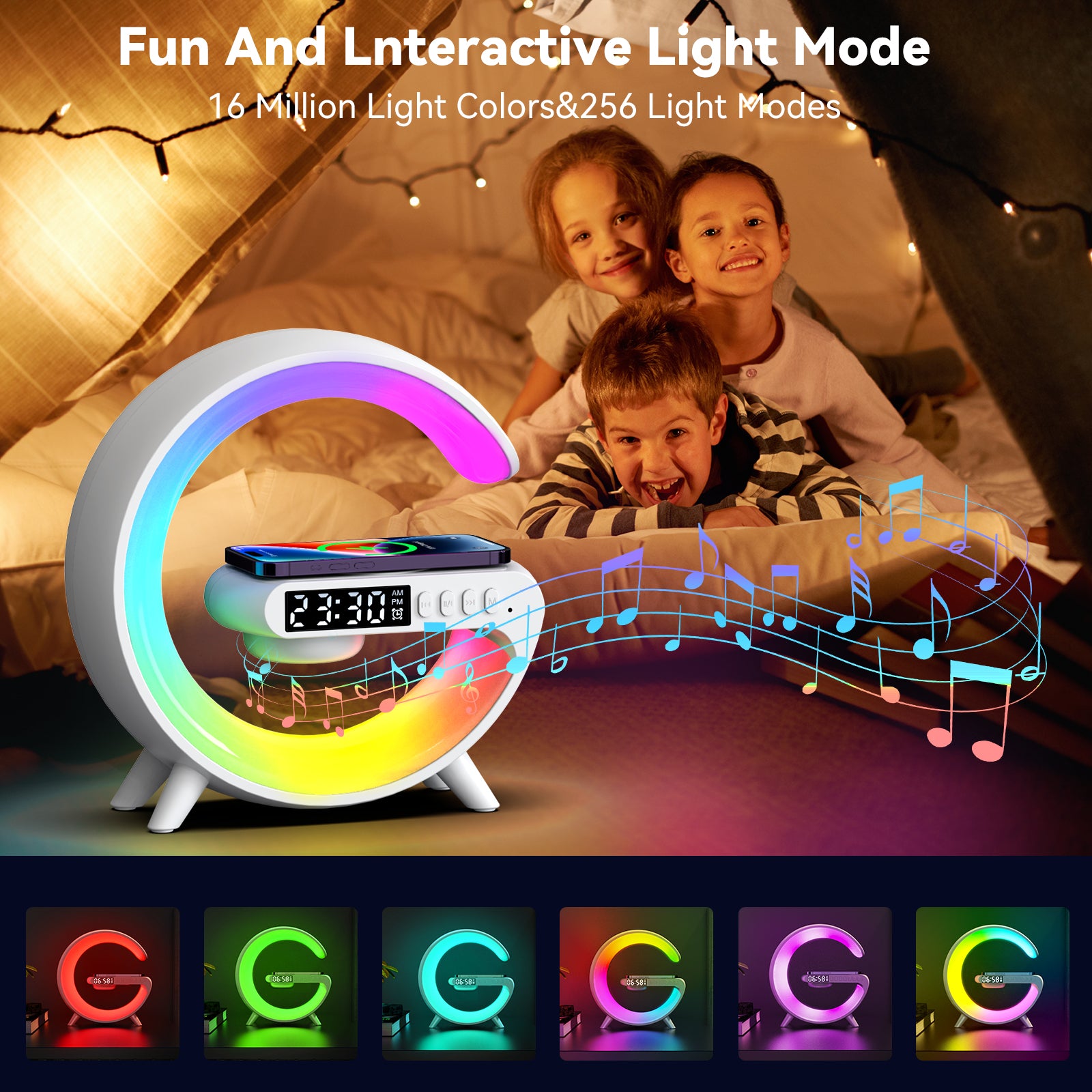 Haut-parleur Mini G Lampe LED rechargeable Chargement sans fil