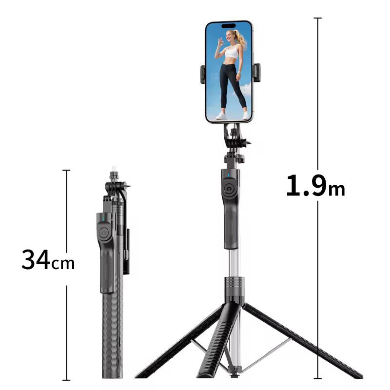 Perche à Selfie Trépied Multifonctionnelle Rotative à 360 Degrés